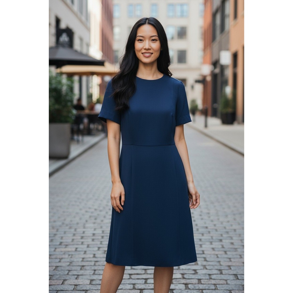 MM. LAFLEUR Navy Sheath Dress Classic Cocktail Work Minimalist‎ Size 10